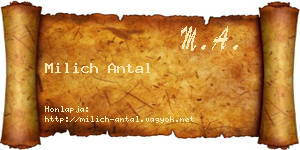 Milich Antal névjegykártya